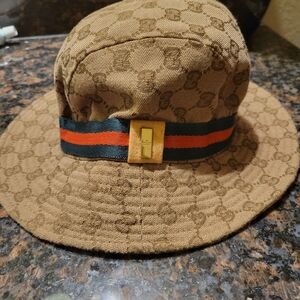 Gucci Brown Monogram Bucket Hat KIDS SIZE